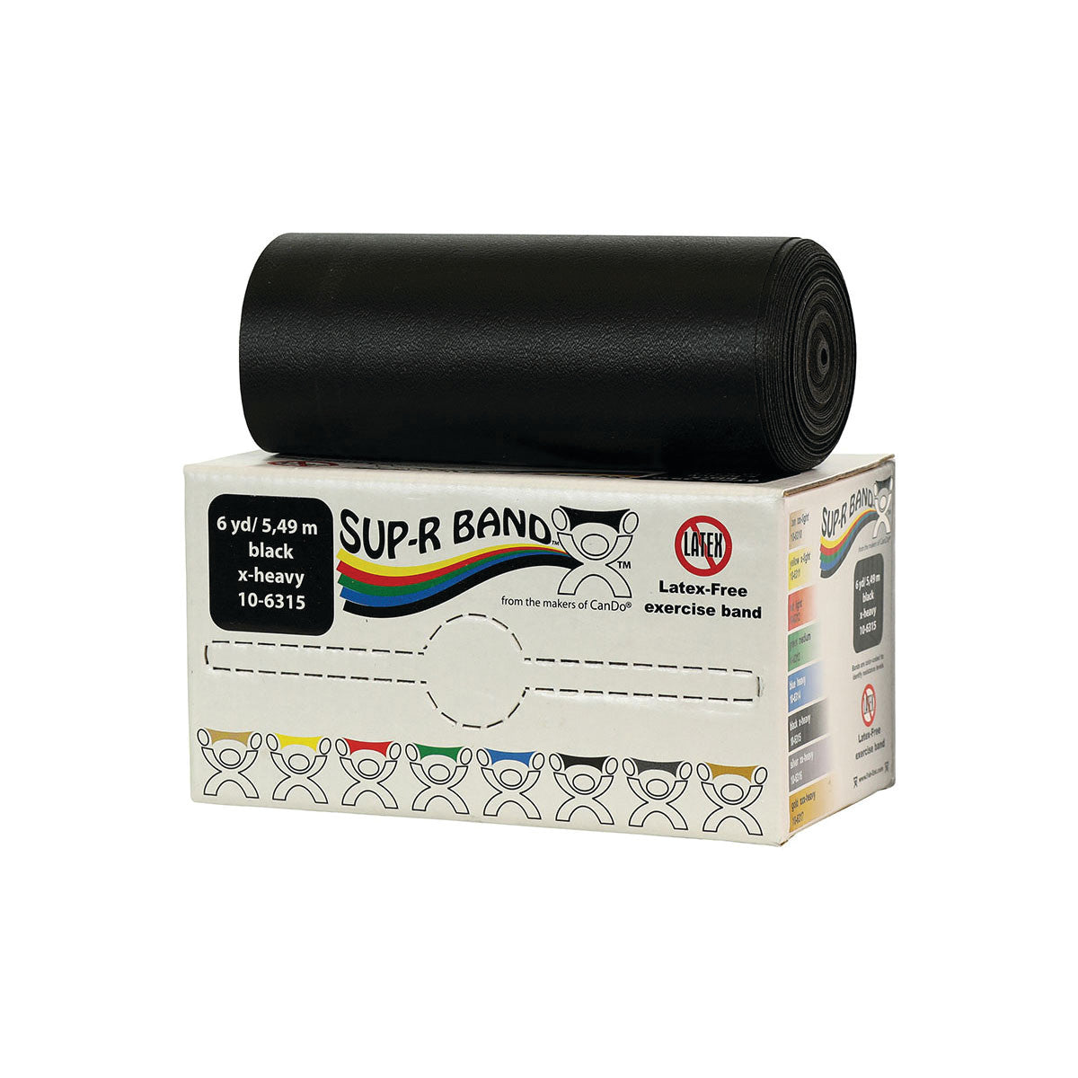 Sup-R Band Non-Latex Exercise Band, Black, X-Heavy, 6-yd. Roll, 2 Roll/Pack