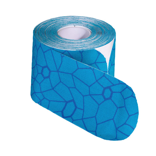 Kinesiology Tape, Blue/Blue, 2"W x 10"L, Pre-Cut Strip, 20 Strip/Roll