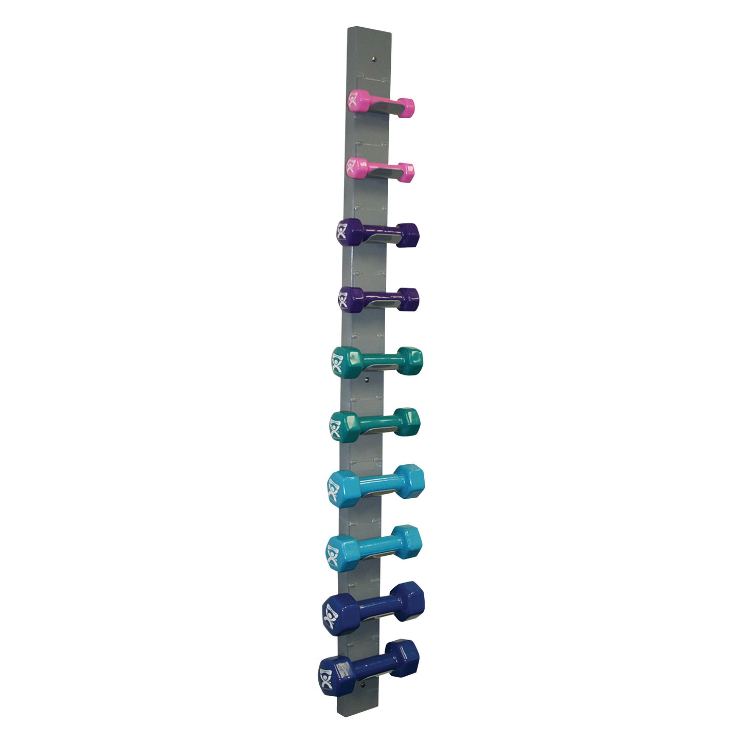 CanDo® Vinyl-Coated Dumbbell Set with Wall Rack