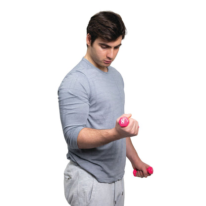 CanDo® Vinyl-Coated Dumbbell Set with Wall Rack