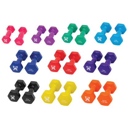 Vinyl-Coated Dumbbell Set, 20 Piece/Set (2 of each 1-10 lbs.)