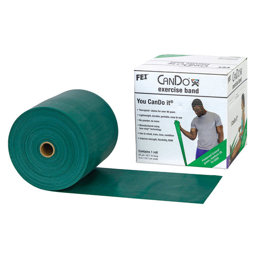 Latex Exercise Band, Green, Medium, 50-yd. Roll