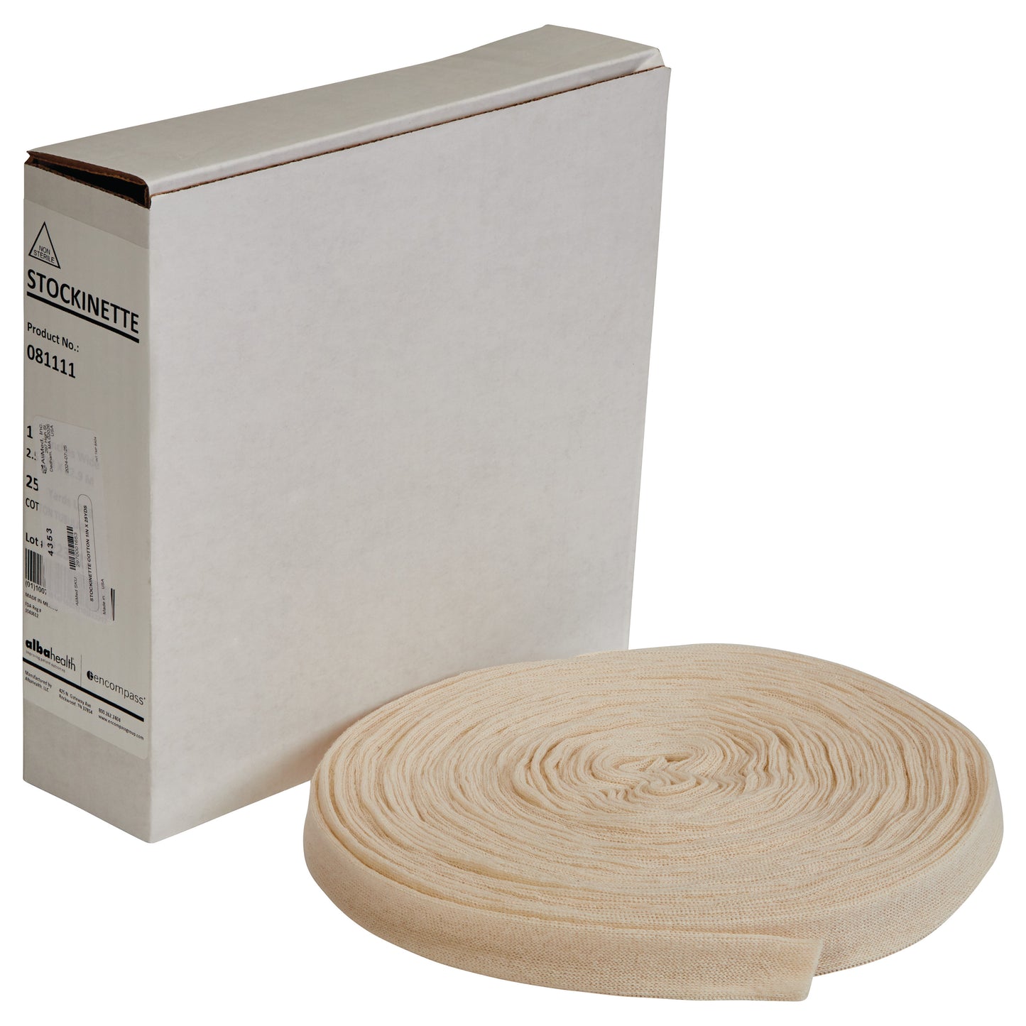 Stockinette, Cotton, 1"W x 25 yds. L, 1 Roll/Box