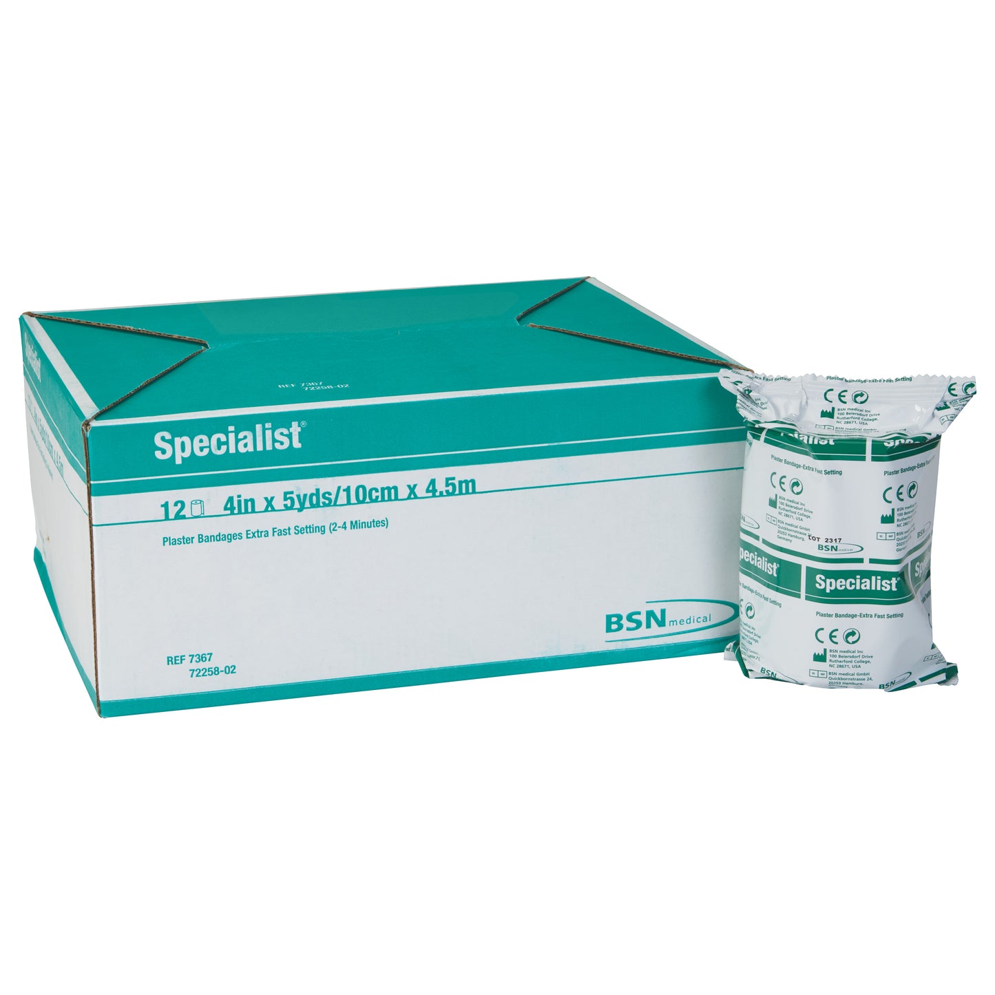 Specialist Plaster of Paris Bandages, Extra Fast Green, 4"W x 5 yds. L, 12 Roll/Box