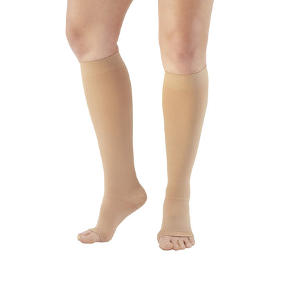 Open Toe Medical Support Knee-Length Stocking, 20-30 mmHg, Large, Beige, 1 Pair/Pack