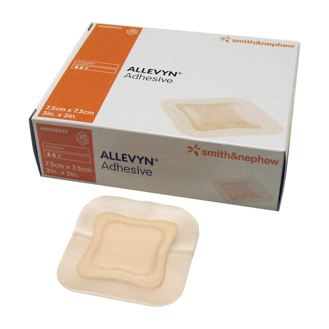 Allevyn Adhesive Hydrocellular Dressing, 3"W x 3"L, 10/Pack