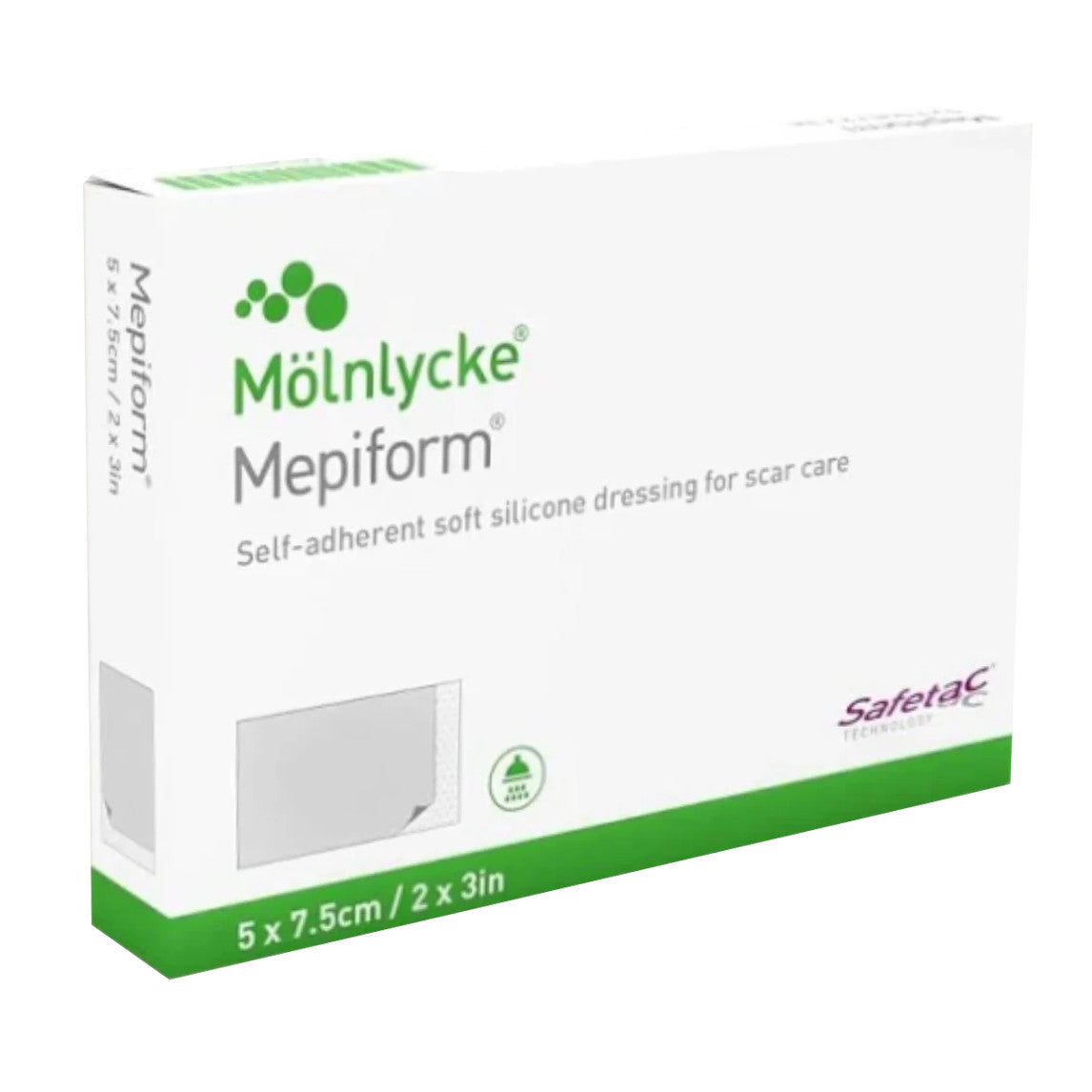 Mepiform Self-Adherent Soft Silicone Dressing, 2"W x 3"L, 5/Box