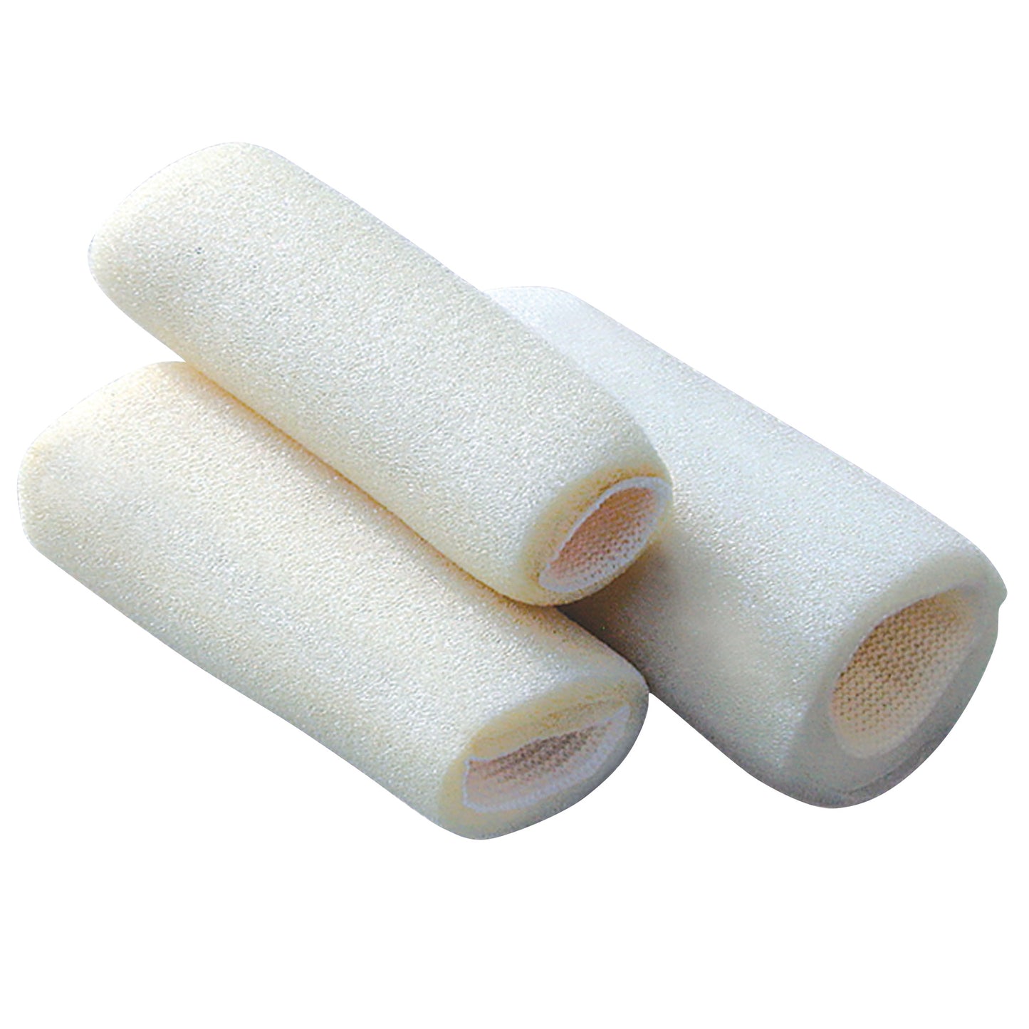Three PediFix Tubular Foam Toe Bandages are shown, made of soft white foam, designed for cushioning and protection.