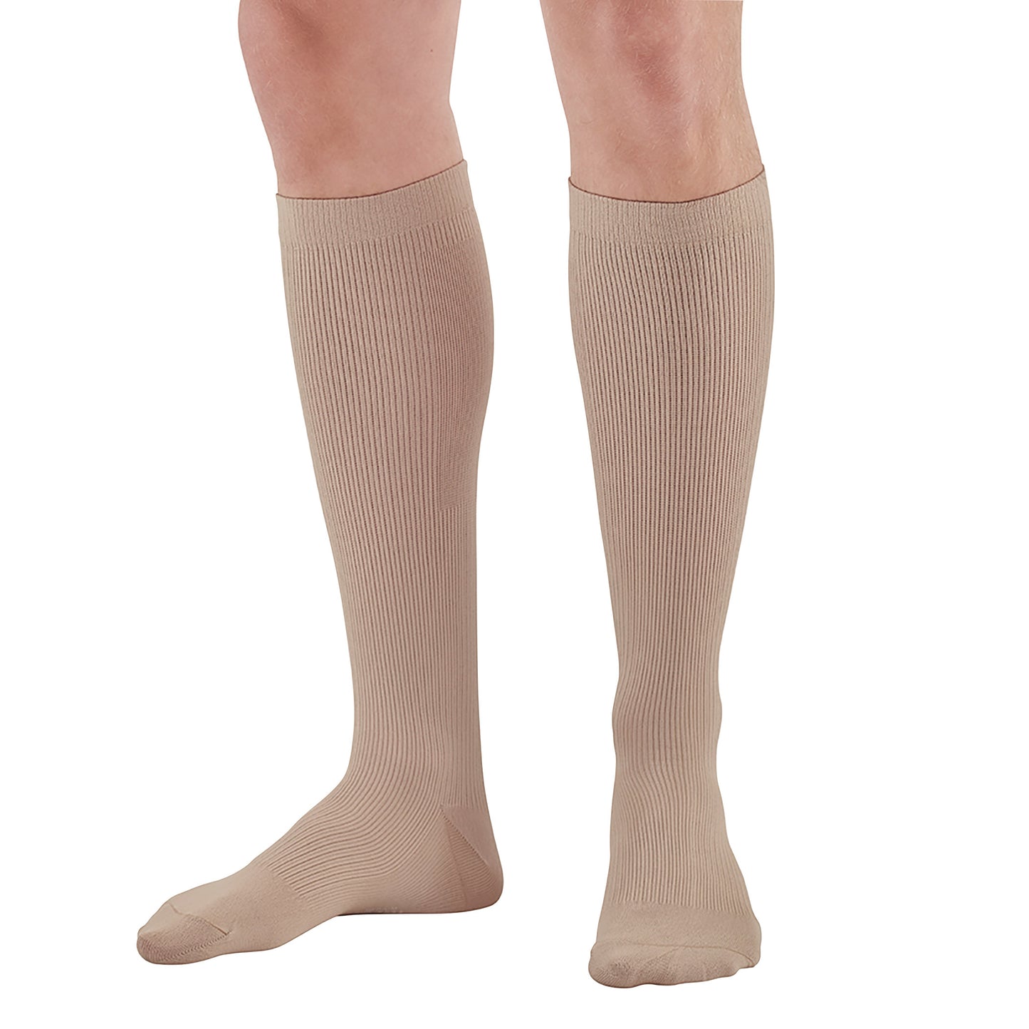 Knee-Length Microfiber Support Socks, Tan, Men's Medium, 1 Pair/Pack