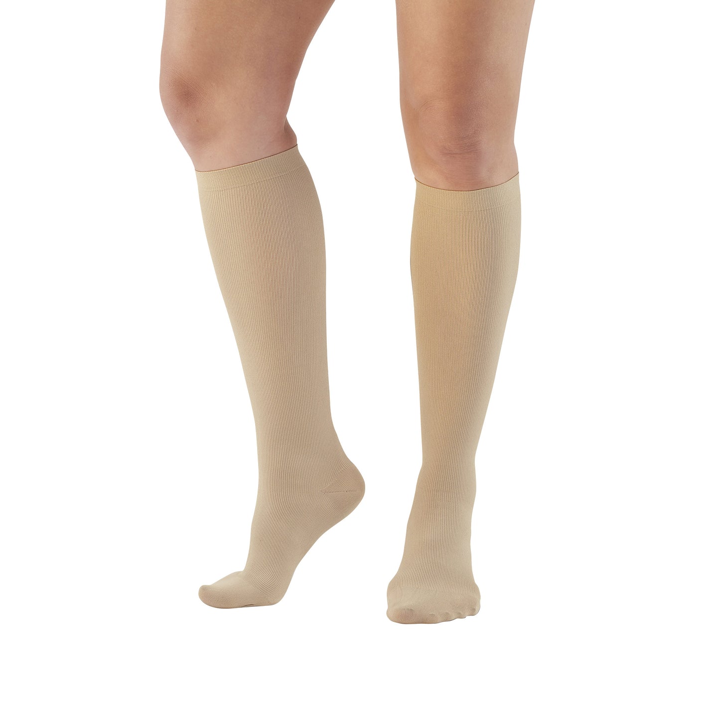 Knee-Length Microfiber Support Socks, Tan, Women's Small, 1 Pair/Pack
