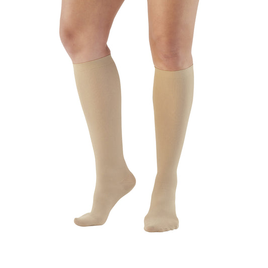 Knee-Length Microfiber Support Socks, Tan, Women's Small, 1 Pair/Pack