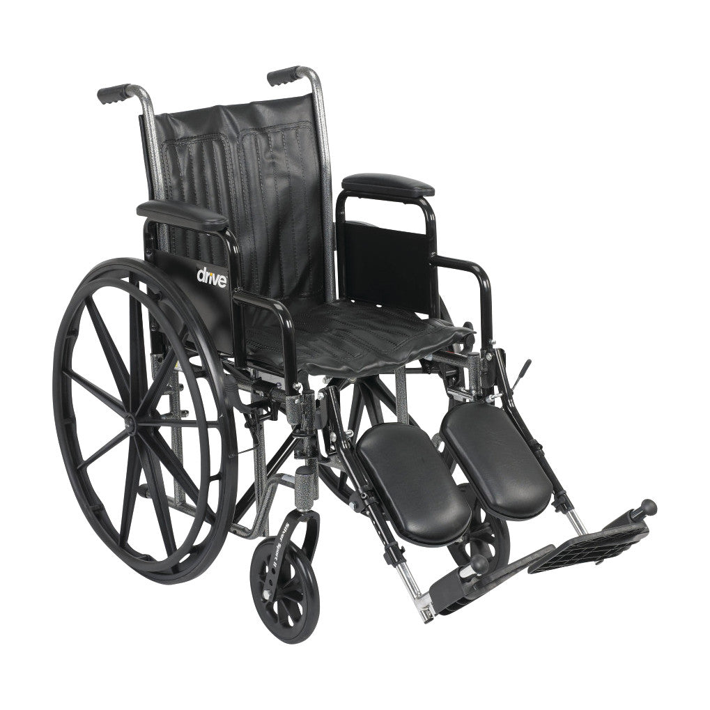 Silver Sport 2 Wheelchair with Removable Desk Arms and Elevating Leg Rests, 18"W x 16"D