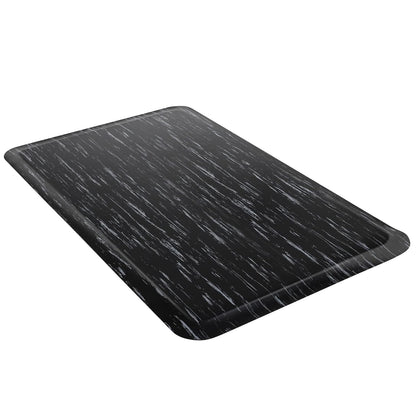 Marble Style Rubber Anti-Fatigue Mat, 2'W x 3'L x 1"H, Black
