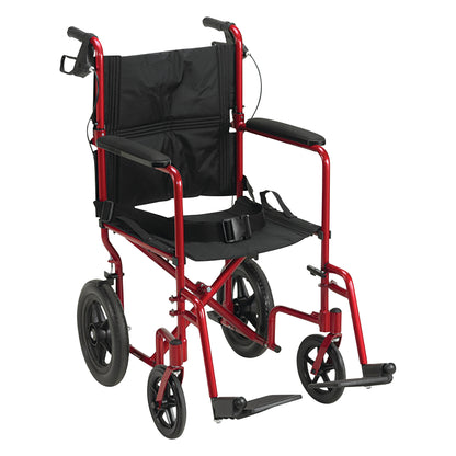 Expedition Transport Chair w/Loop Lock, 12" Rear Wheels, Red