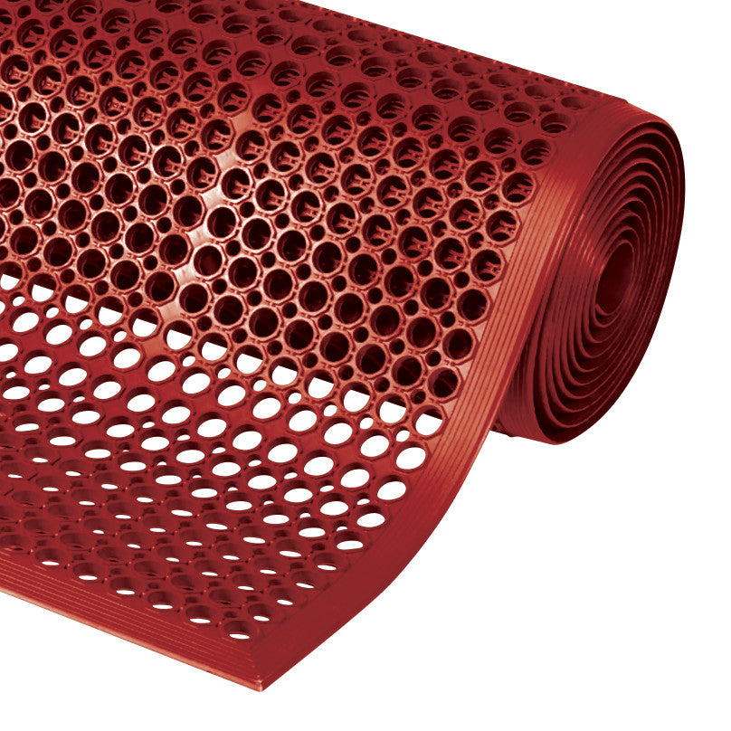Sanitop Drainage Anti-Fatigue Mat, 3'W x 5'L, Red