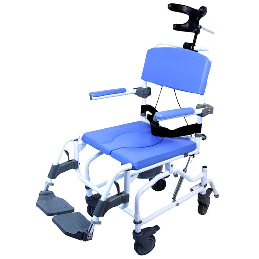EZee Life Aluminum Tilt Shower Commode Chair, Standard, 20"W Seat