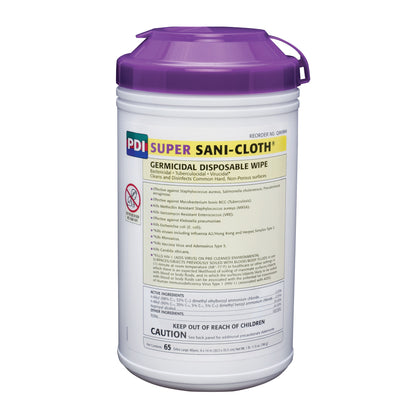 Sani-Cloth Super Germicidal Disposable Wipes, Large, Canister, 160 Wipes/Canister, 12 Canisters/Case