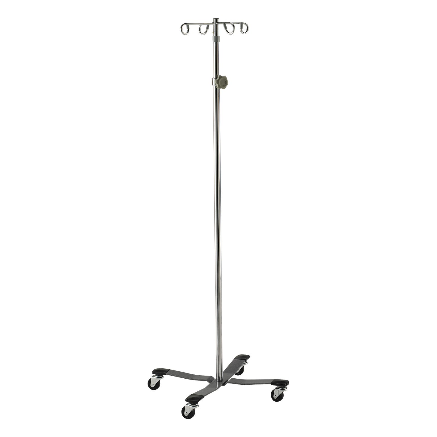 Heavy-Duty Healthcare IV Pole, 4 Legs, 4 Hooks