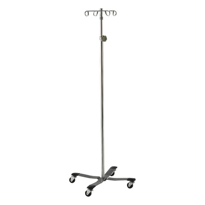 Heavy-Duty Healthcare IV Pole, 4 Legs, 4 Hooks