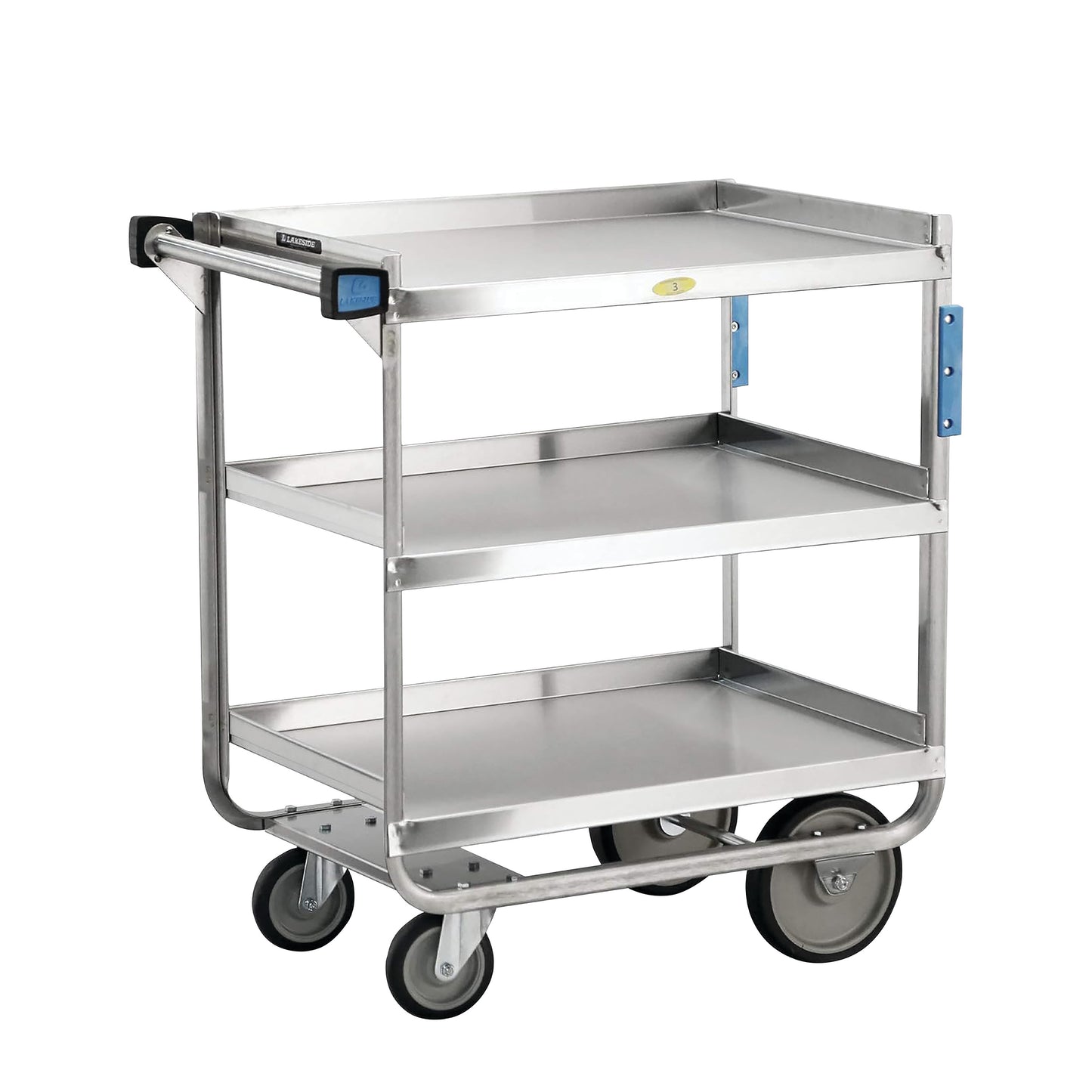 Utility Cart, Heavy Duty, Stainless Steel, 3 Shelves, 32-5/8"W x 35-1/2"H x 19-3/8"D, 700-lb. Cap.