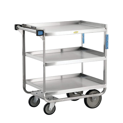 Utility Cart, Heavy Duty, Stainless Steel, 3 Shelves, 32-5/8"W x 35-1/2"H x 19-3/8"D, 700-lb. Cap.