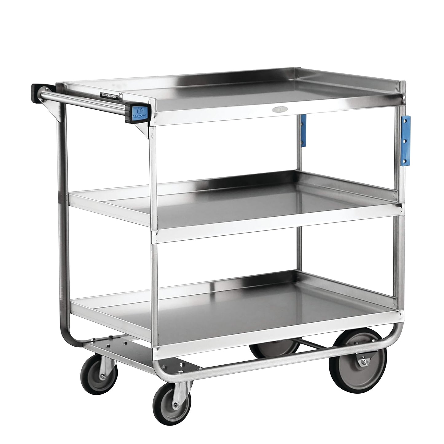 Utility Cart, Heavy Duty, Stainless Steel, 3 Shelves, 38-5/8"W x 37-1/8"H x 22-3/8"D, 700-lb. Cap.