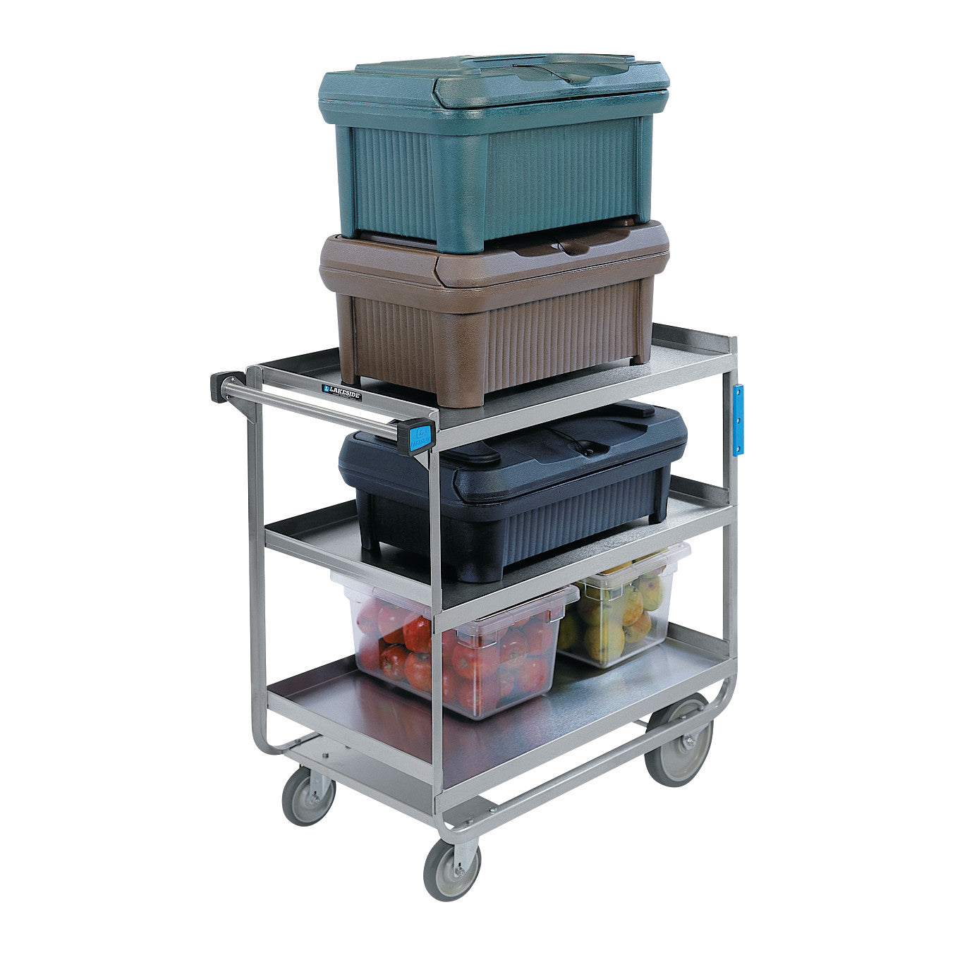 Utility Cart, Heavy Duty, Stainless Steel, 3 Shelves, 38-5/8"W x 37-1/8"H x 22-3/8"D, 700-lb. Cap.