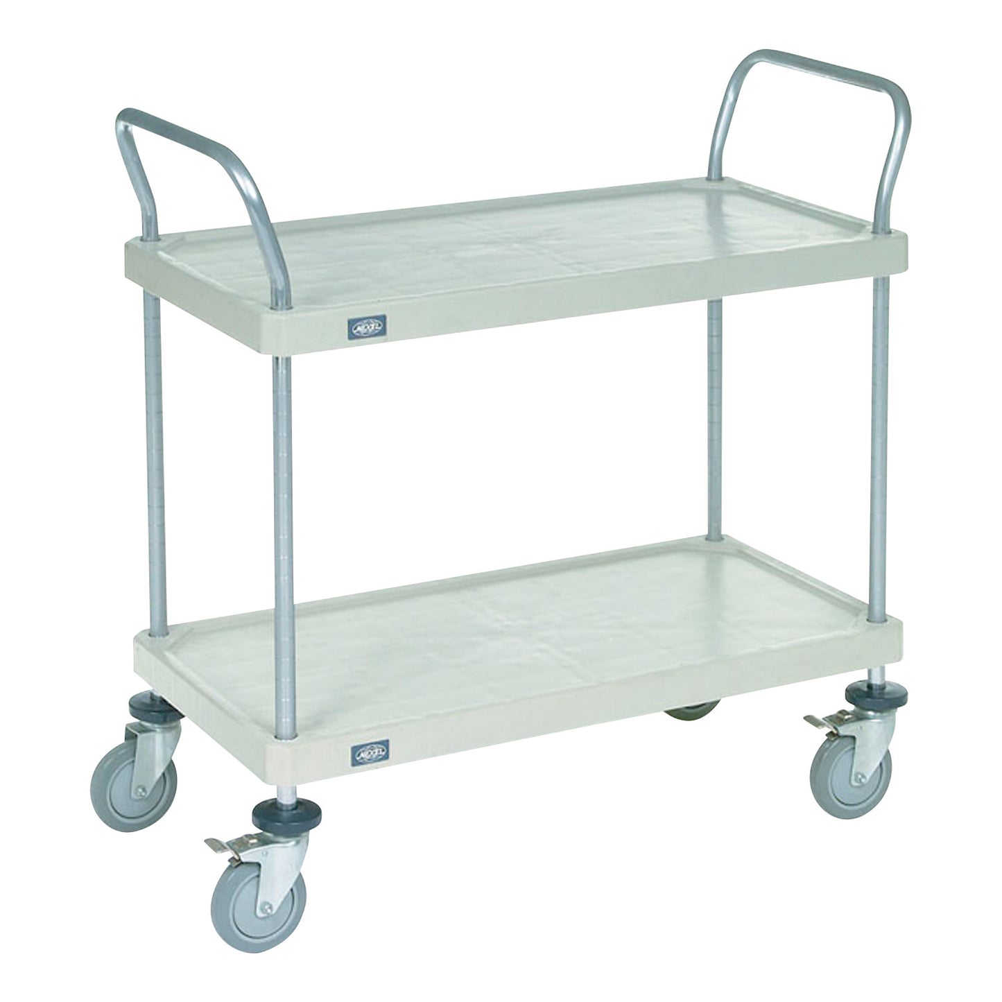 Solid Plastic Shelf Utility Cart, 2 Shelves, 48"W x 39"H x 24"D, Poly Casters