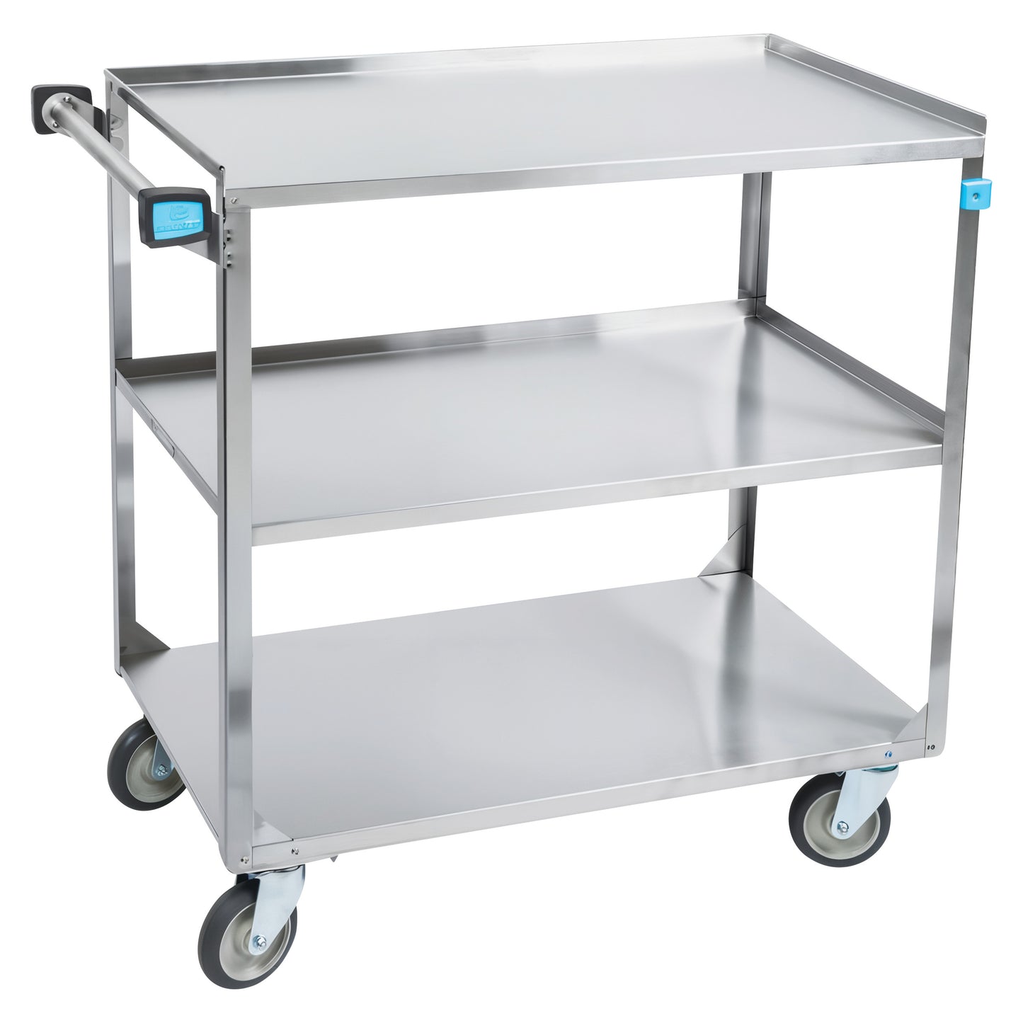 Utility Cart, Medium Duty, Stainless Steel, 3 Shelves, 54-1/8"W x 37-1/4"H x 22-3/8"D, 5" Casters, 500-lb. Capacity