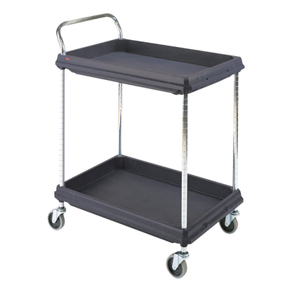 Deep Ledge Cart, 2 Shelves, 32-3/4"W x 42"H x 21-1/2"D, 300-lb. Capacity, Black