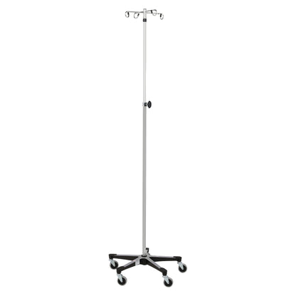 Five-Leg IV Stand, Heavy-Duty Chrome, Tru-Loc, 4 Hooks
