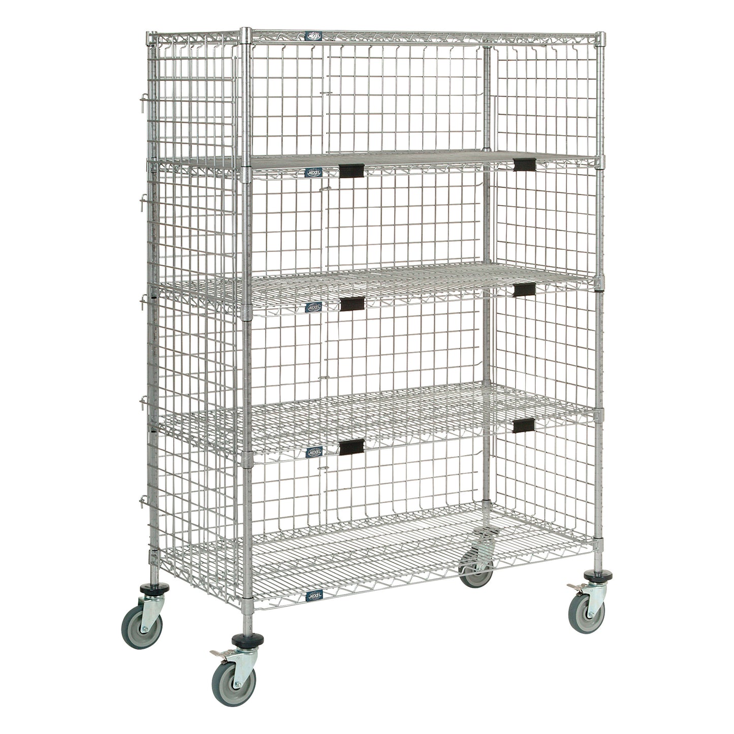 Exchange and Linen Transport Truck, Poly-Z-Brite, Enclosed, 5 Wire Shelves, 60"W x 69"H x 24"D, 800-lb. Capacity (Std Duty)