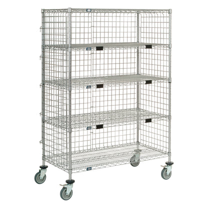 Exchange and Linen Transport Truck, Poly-Z-Brite, Enclosed, 5 Wire Shelves, 60"W x 69"H x 24"D, 800-lb. Capacity (Std Duty)