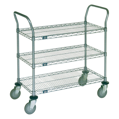 Wire Utility Cart, Chrome, 3 Shelves, 36"W x 39"H x 24"D