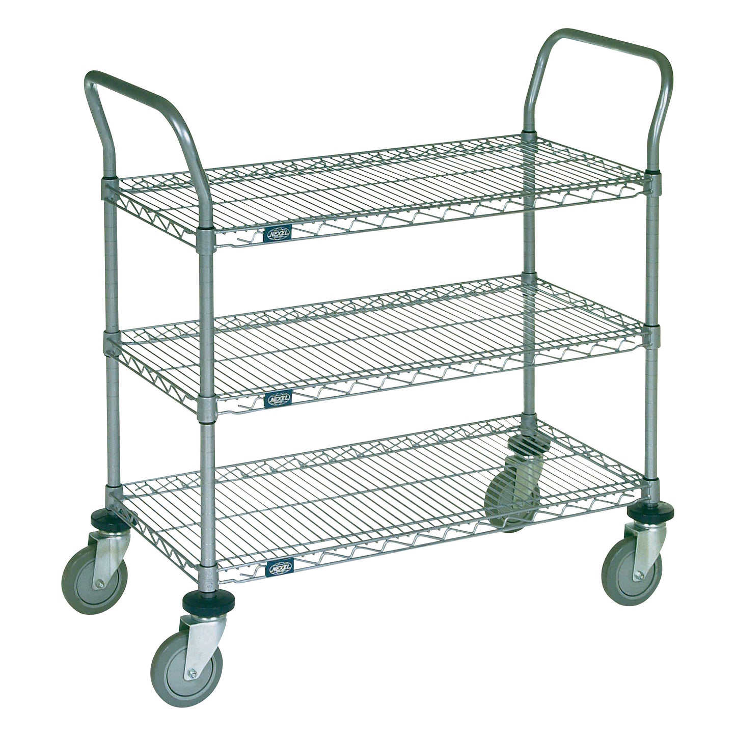 Wire Utility Cart, Chrome, 3 Shelves, 48"W x 39"H x 24"D