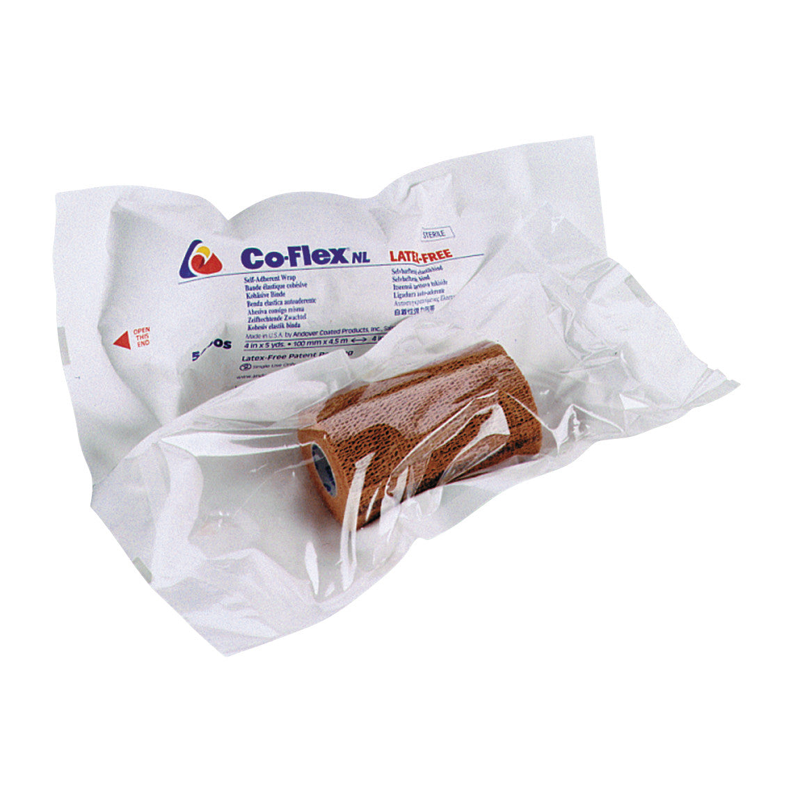 Sterile NL Flexible Cohesive Bandage, Tan, 4"W x 5 yds., 18 Roll/Case