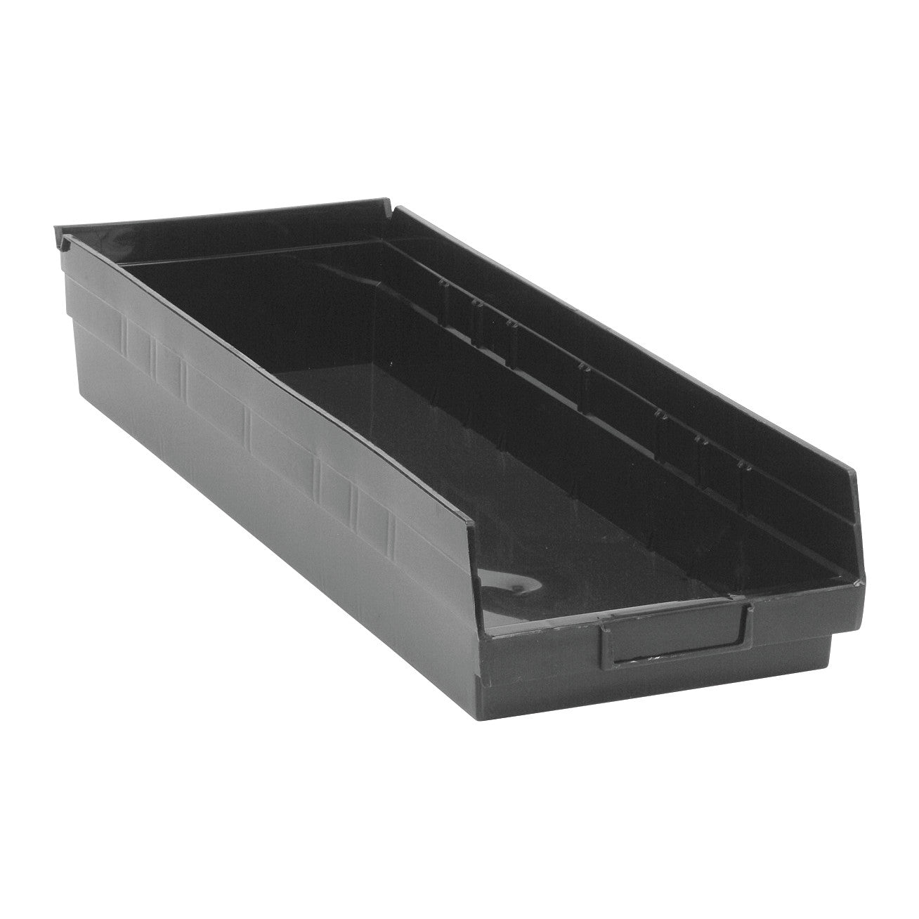 Economy Shelf Bin, 8-3/8"W x 4"H x 23-5/8"D, Black, 6/Case