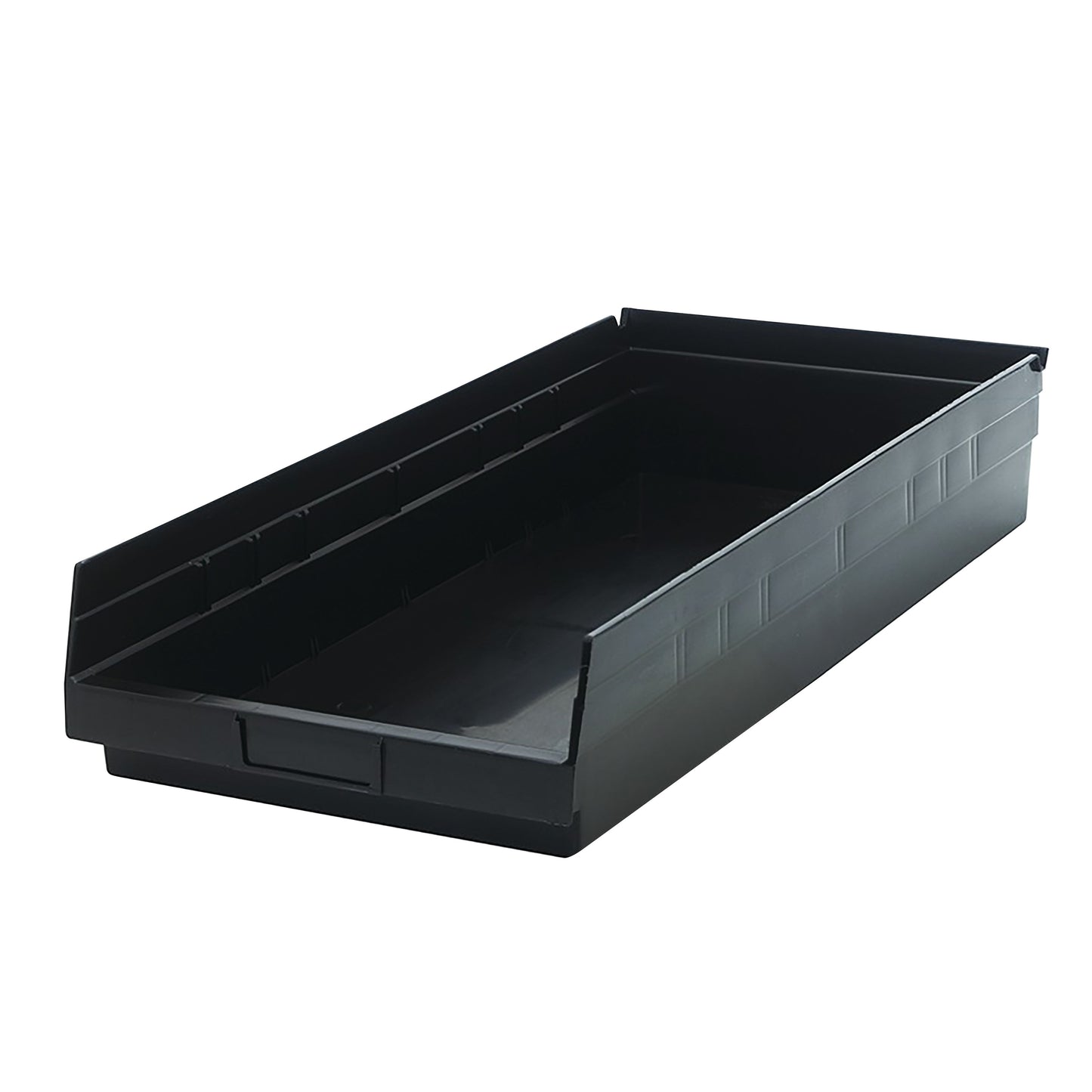 Economy Shelf Bin, 11-1/8"W x 4"H x 23-5/8"D, Black, 6/Case
