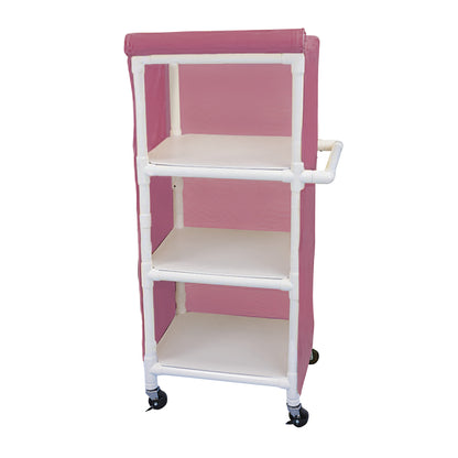 Linen Cart, Standard, 3 Shelves,  29-1/2"W x 58-1/4"H x 21-1/2"D, Mauve