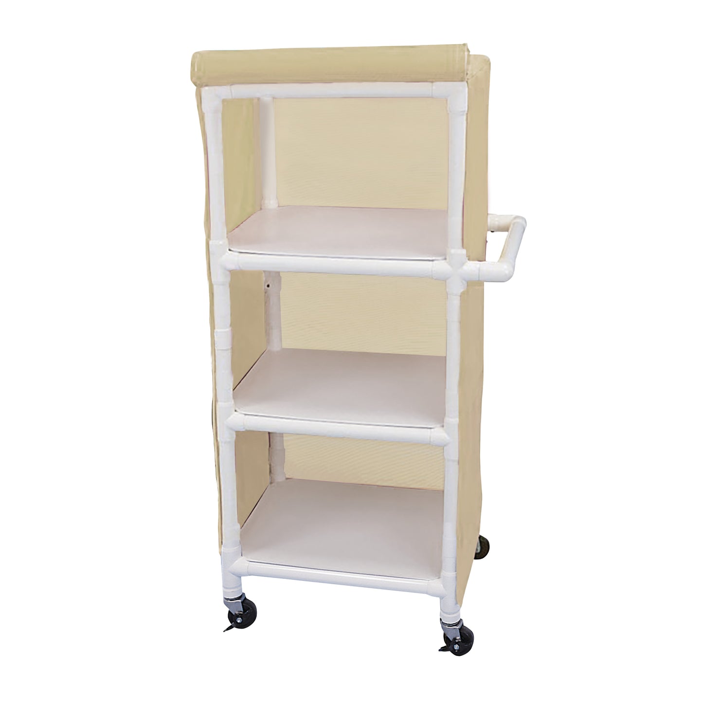 Linen Cart, Standard, 3 Shelves, 29-1/2"W x 58-1/4"H x 21-1/2"D, Tan