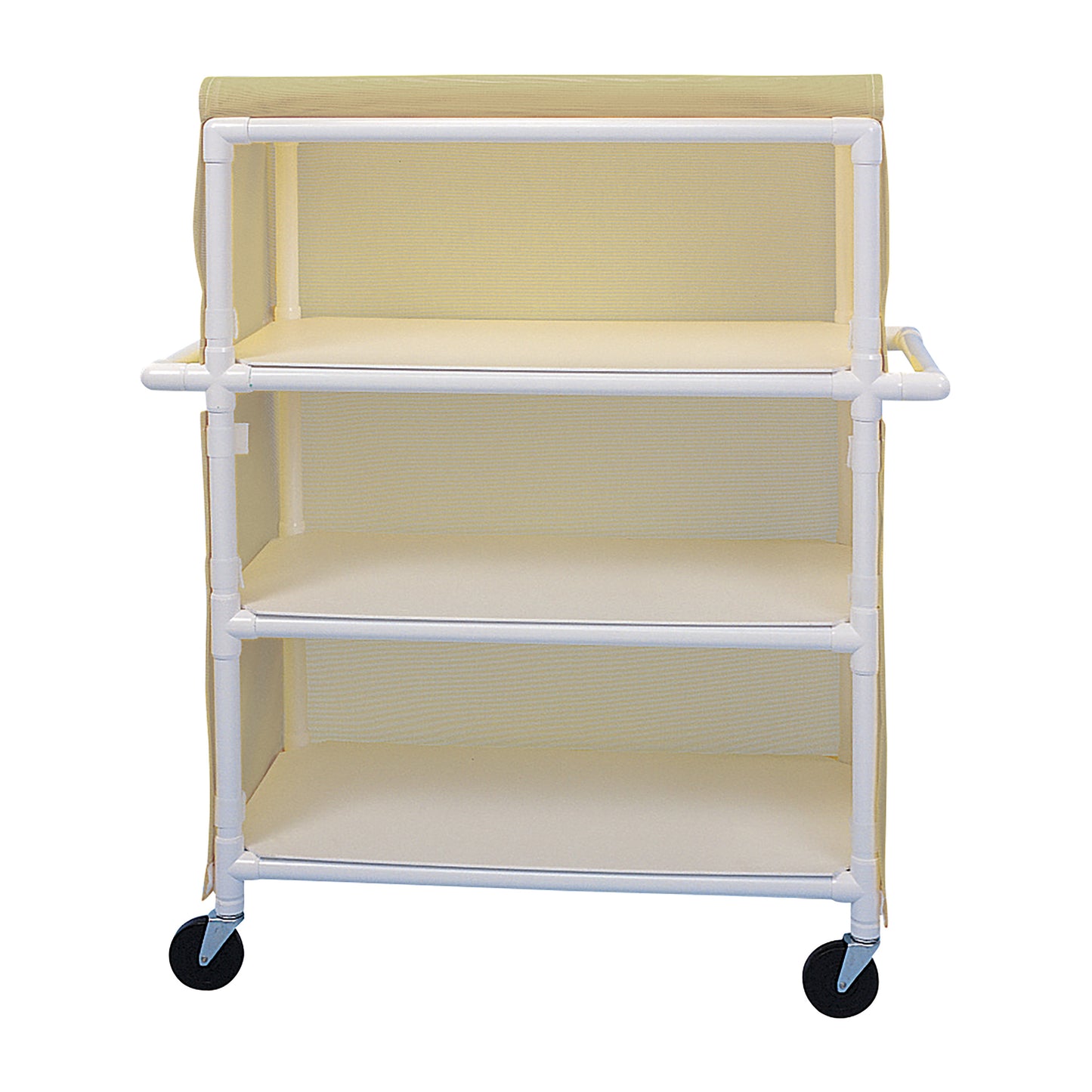 Linen Cart, Wide, 3 Shelves, 52"W x 60-1/4"H x 21-1/2"D, Tan