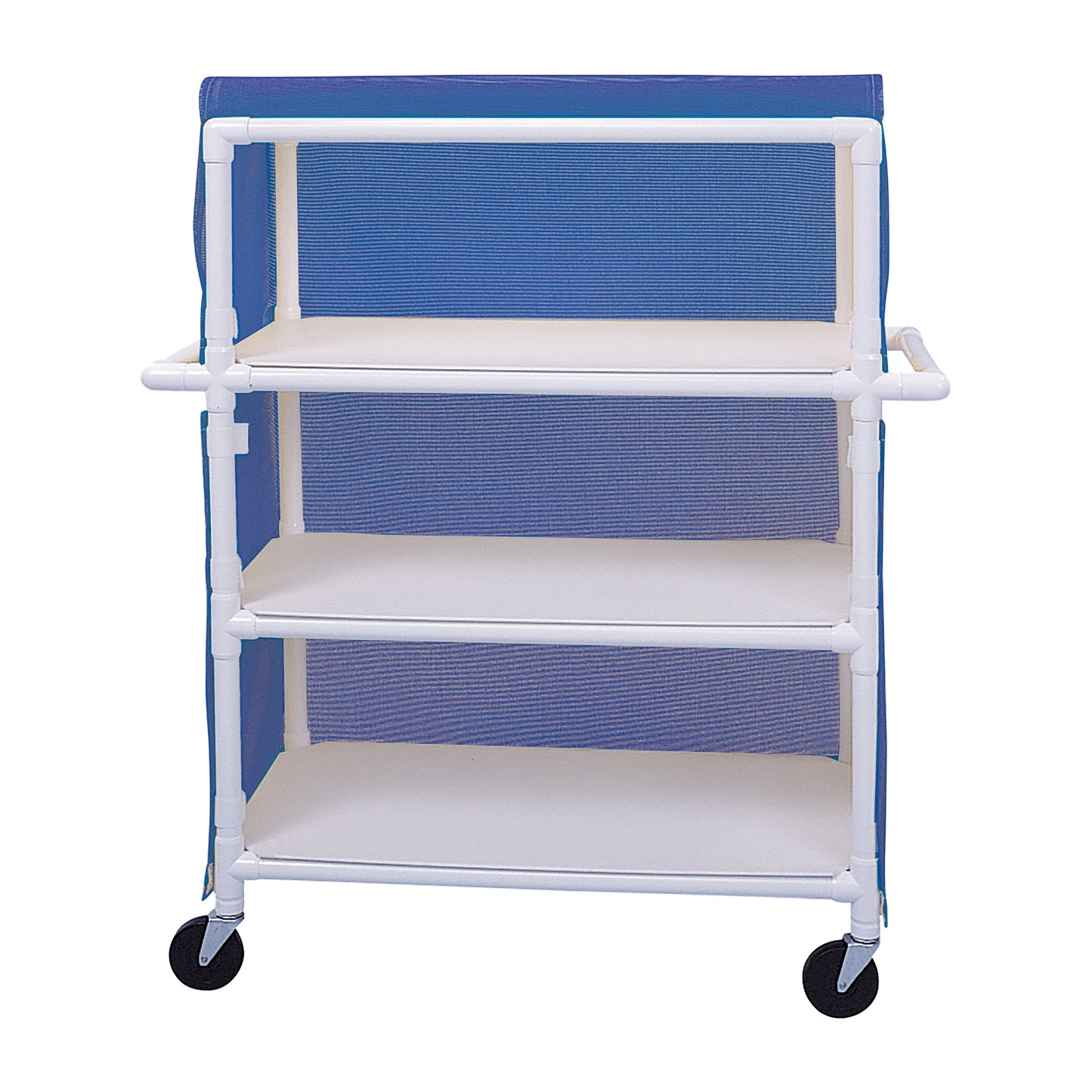 Linen Cart, Wide, 3 Shelves, 52"W x 60-1/4"H x 21-1/2"D, Royal Blue