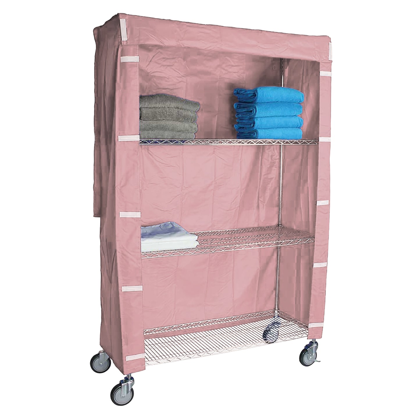 Cart Cover for 4-Shelf Chrome Wire Linen Cart, 36"W x 72"H x 18"D, Mauve