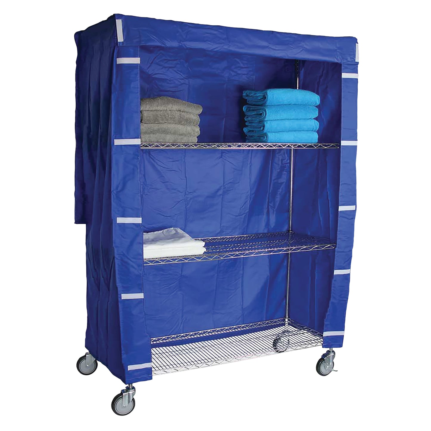 Cart Cover for 4-Shelf Chrome Wire Linen Cart, 48"W x 72"H x 24"D, Blue