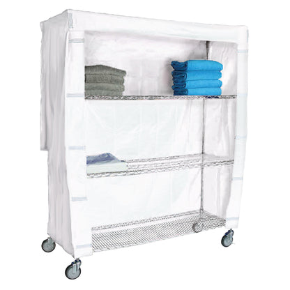 Cart Cover for 4-Shelf Chrome Wire Linen Cart, 60"W x 72"H x 24"D, White