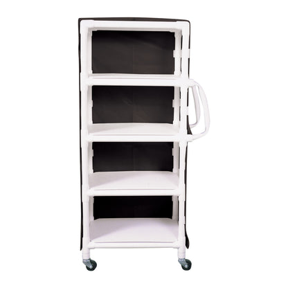 MRI PVC Linen Cart, 4 Shelves, Mesh Cover, Black