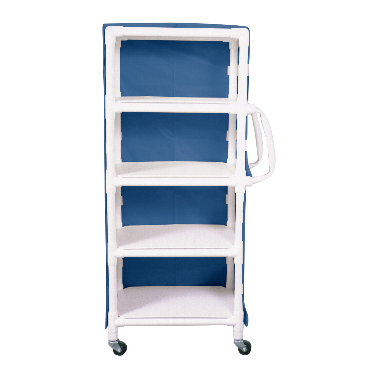 MRI PVC Linen Cart, 4 Shelves, Vinyl Cover, Navy