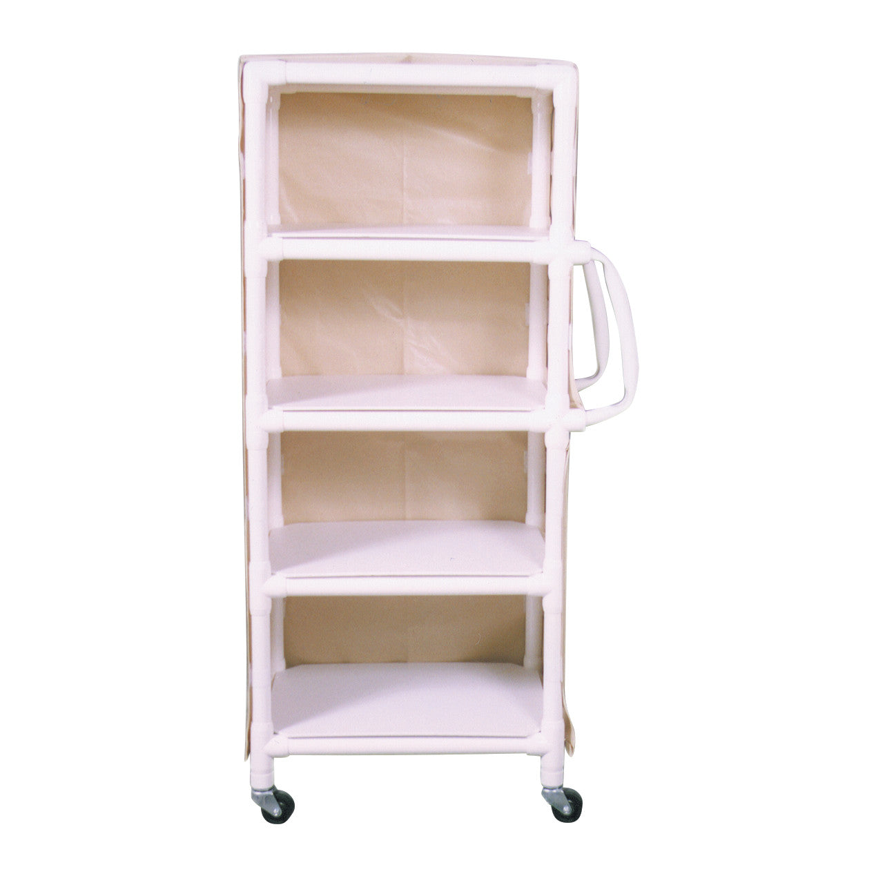 MRI PVC Linen Cart, 4 Shelves, Vinyl Cover, Tan