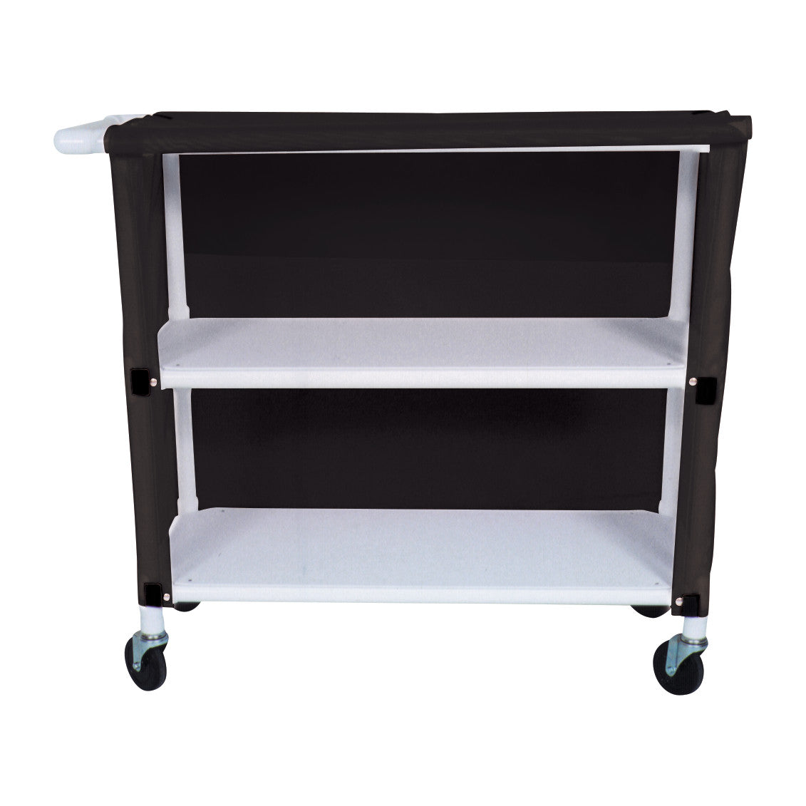 MRI PVC Linen Cart, 2 Shelves, Mesh Cover, Black