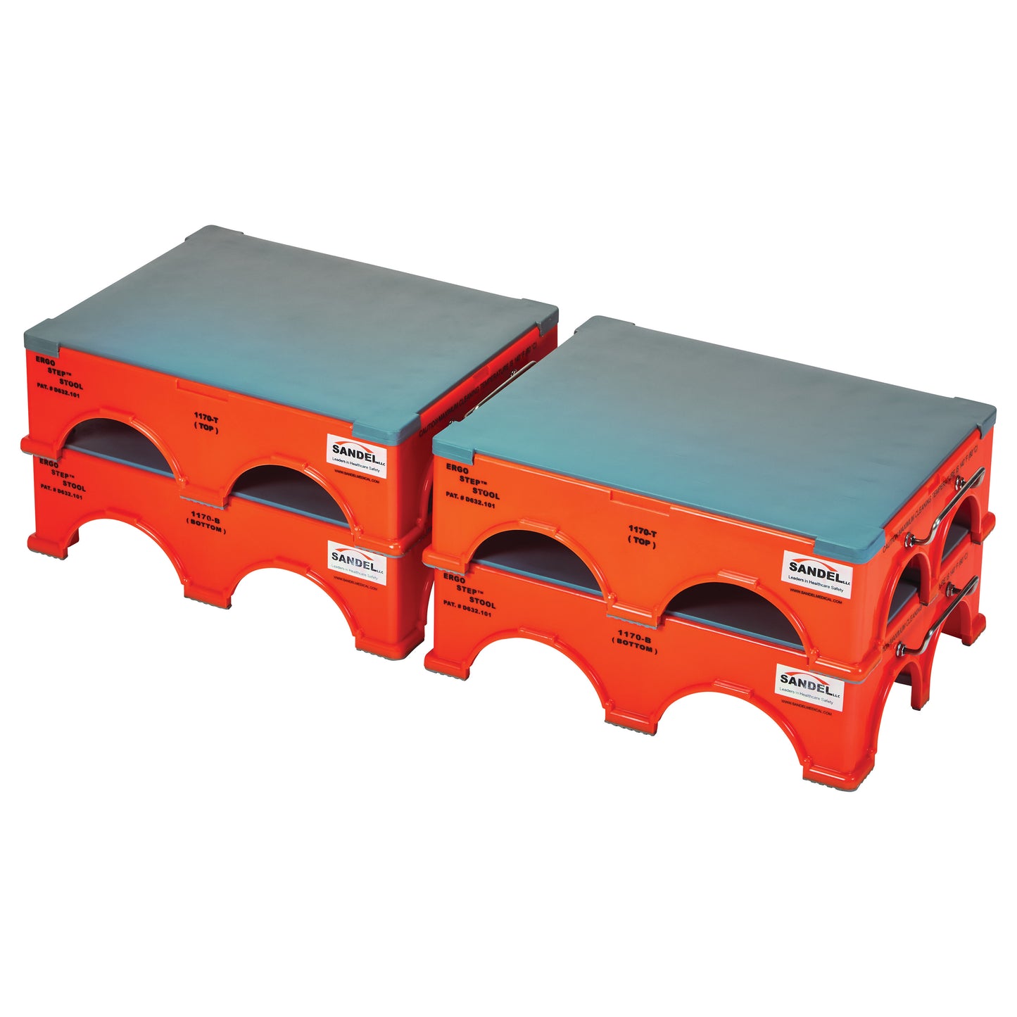 Ergo-Step Stool, 2 Tops, 2 Bottoms, 14"W x 18"L x 5-1/4"H, 4/Case